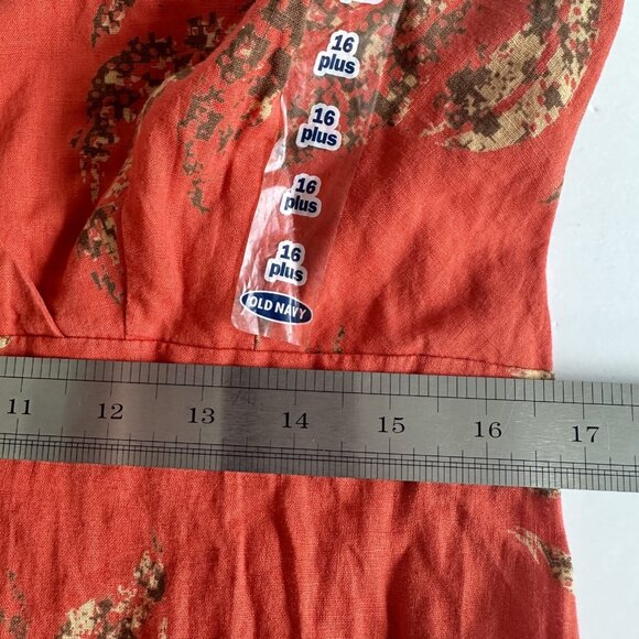 Y2K Old Navy Halter Midi Dress Womens 16 Plus Rust Red Floral Linen Resort NWT‎ - Picture 11 of 15